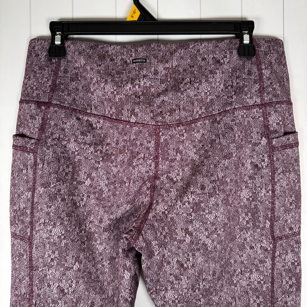 Mondetta Performance Luxury Sporty Purple Print Leggings Workout Yoga size Large - Picture 6 of 9